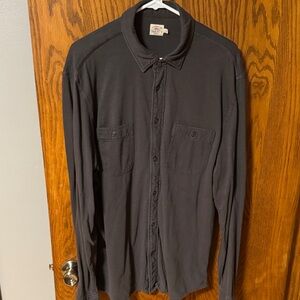 Faherty Black Long-Sleeve Collared Shirt